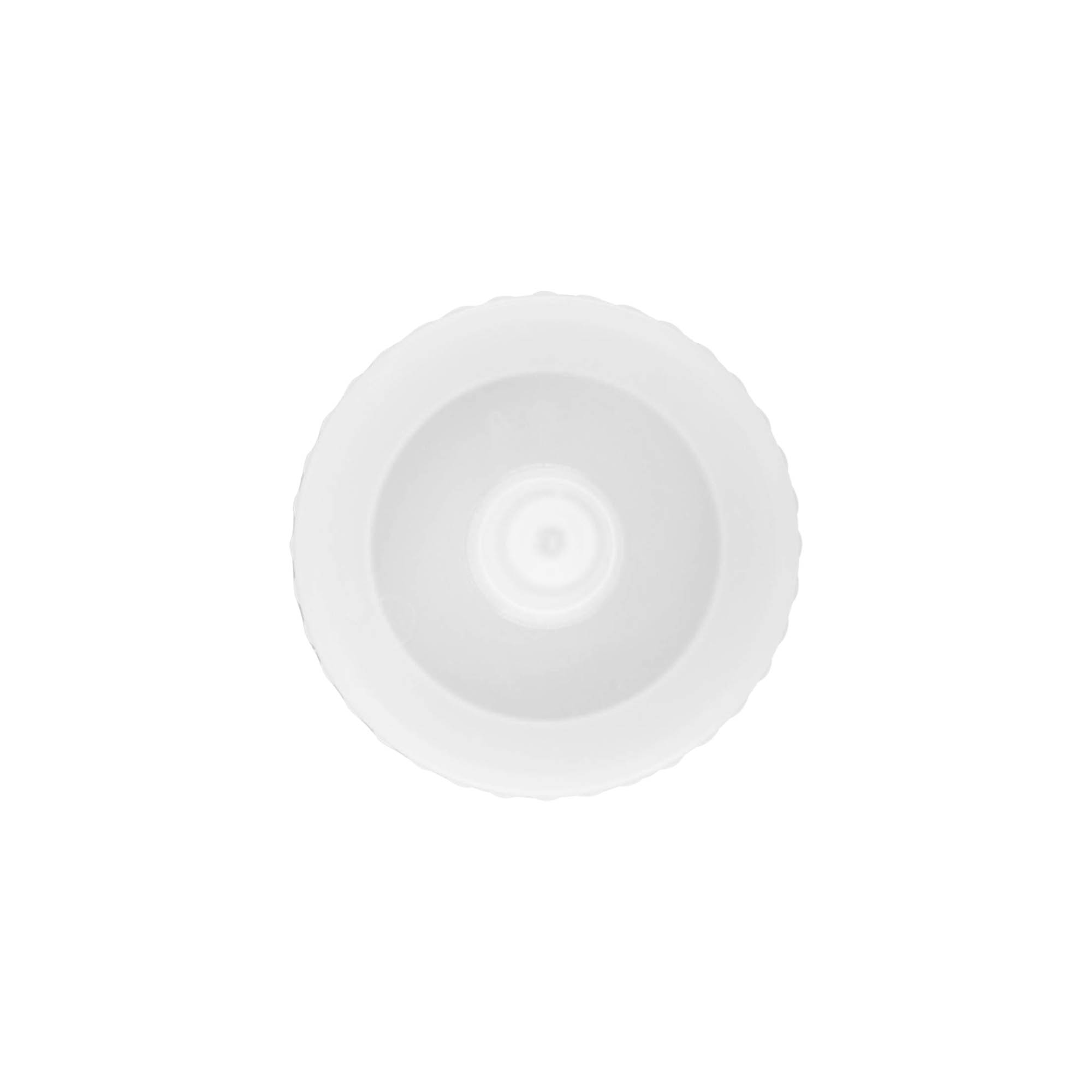 Ruuvikorkki ruiskutusnipalla, PP-muovia, valkoinen, suuaukolle: 38/400 Ruuvikorkki ruiskutusnipalla, PP-muovia, valkoinen, suuaukolle: 38/400