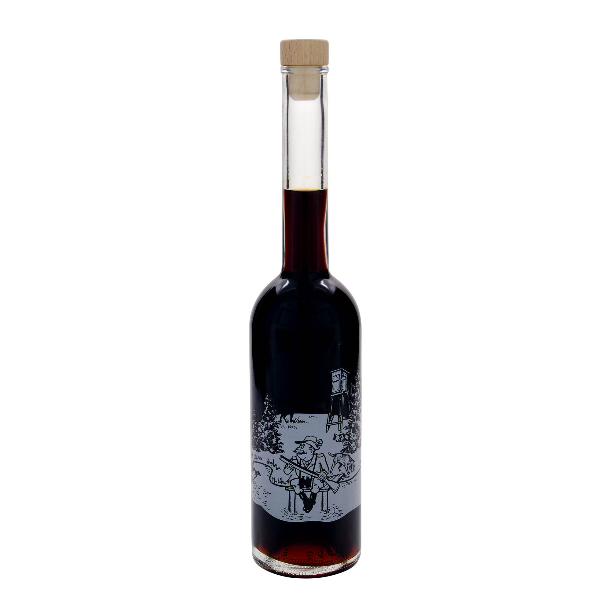 500 ml lasipullo 'Opera', kuvio: Metsästäjä, suuaukko: korkki