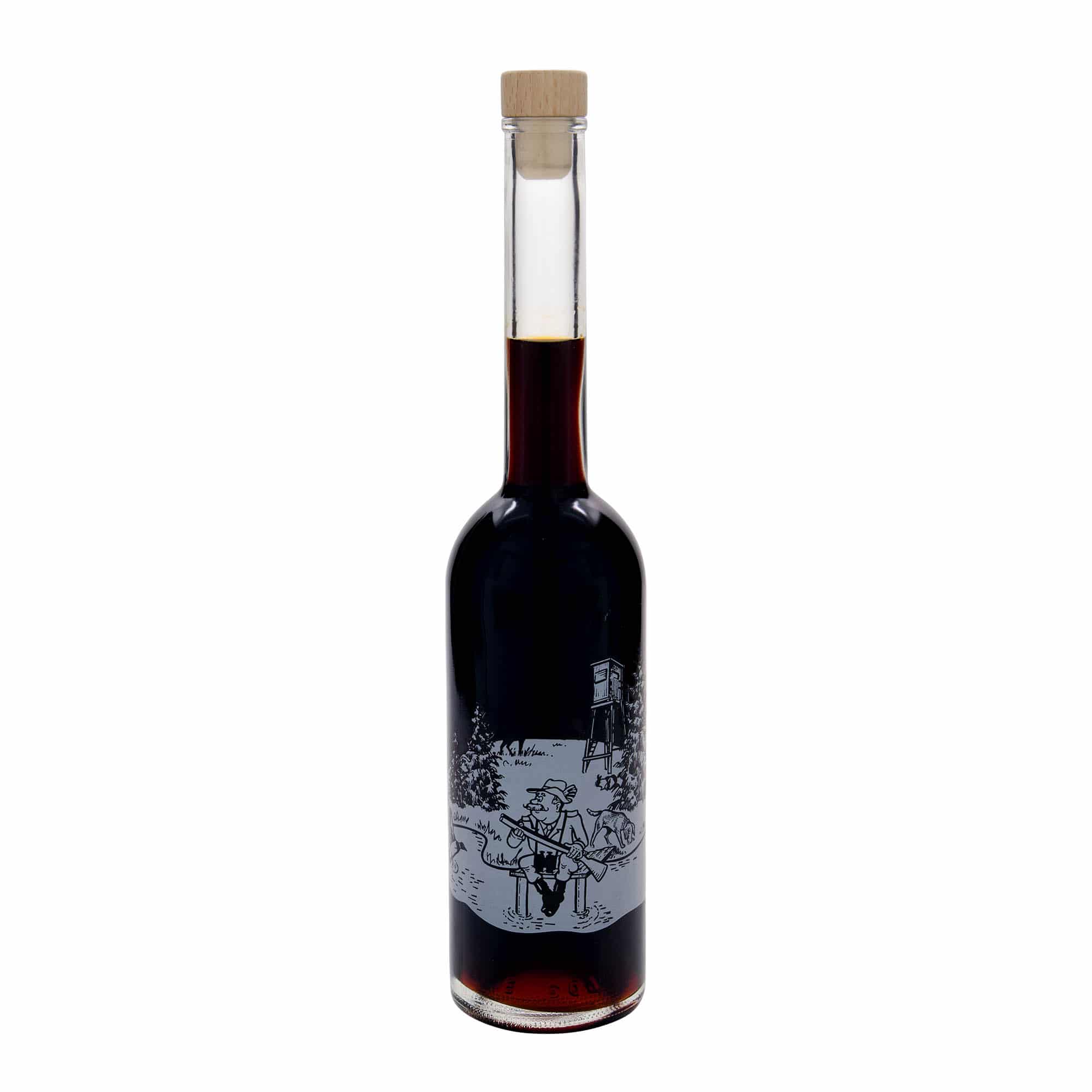 500 ml lasipullo ”Opera”, kuvio: Metsästäjä, suuaukko: korkki