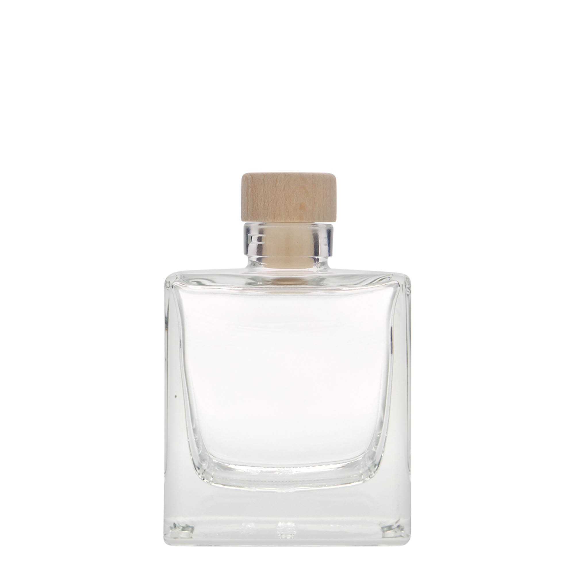 200 ml lasipullo 'Cube', neliö, suu: korkki