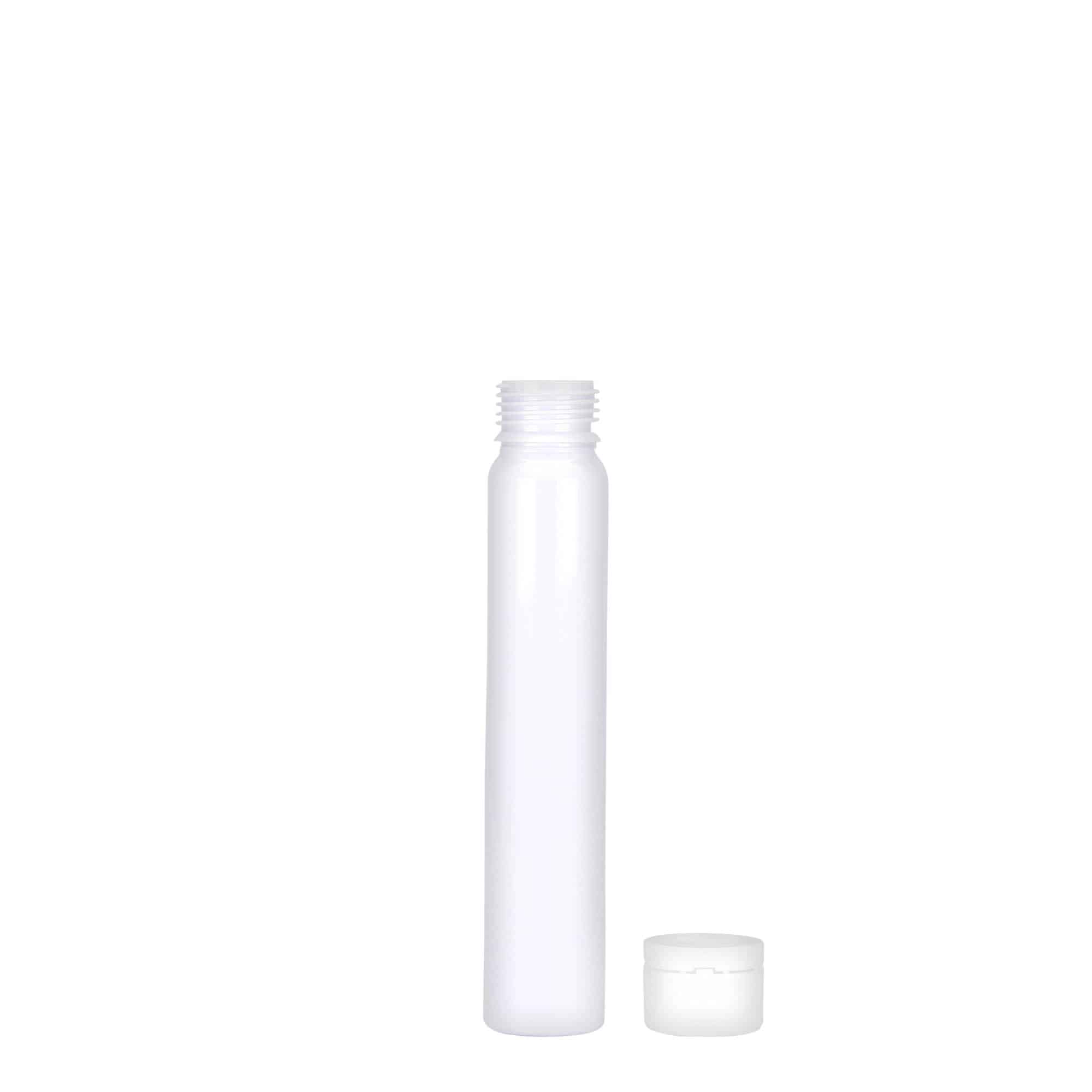 25 ml PET-putki, muovia, valkoinen, suuaukko: ruuvikorkki
