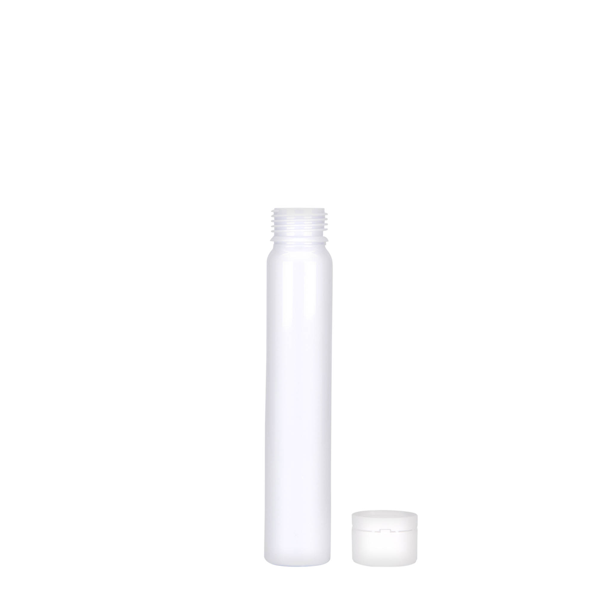 25 ml PET-putki, muovia, valkoinen, suuaukko: ruuvikorkki