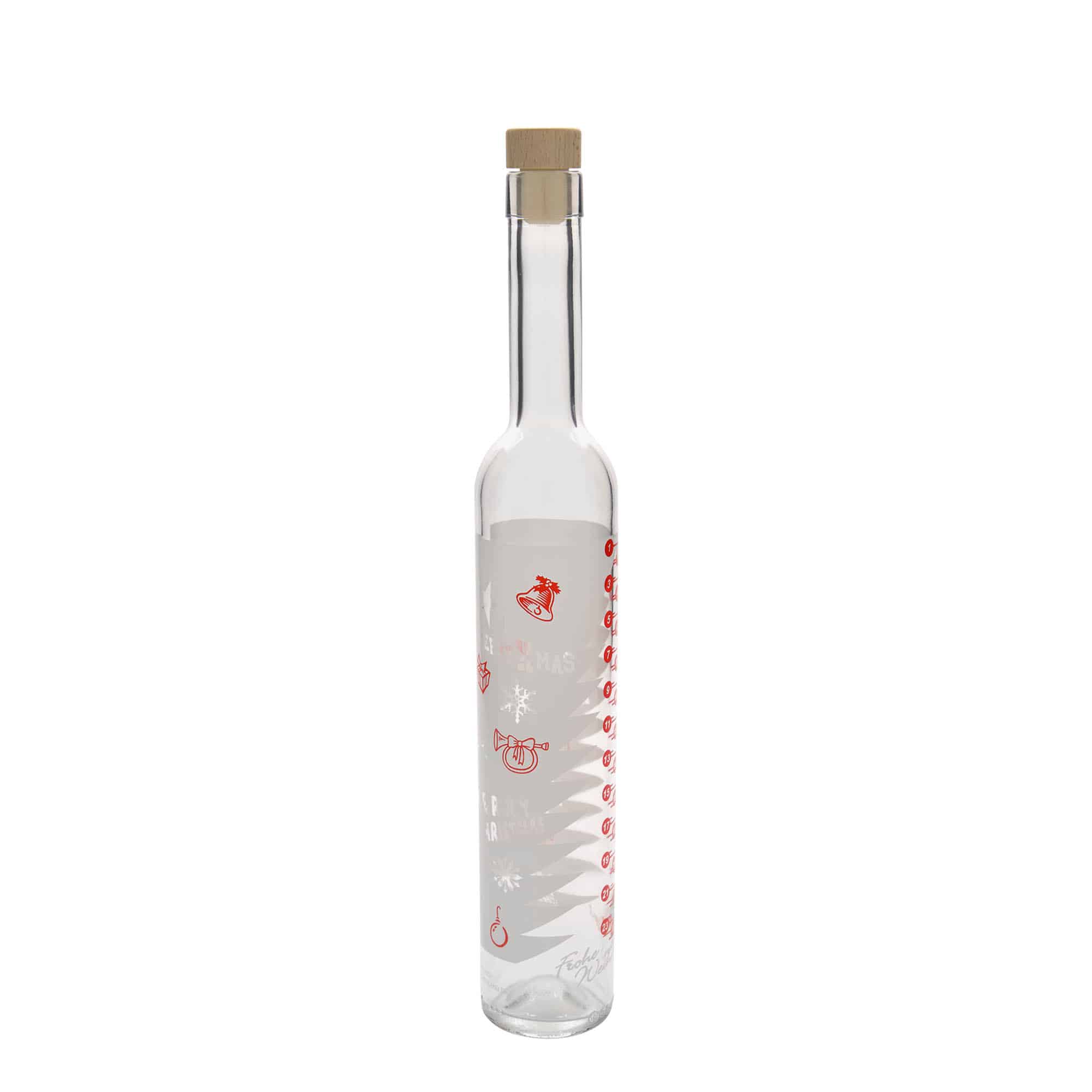 500 ml lasipullo Maximo painettu 'Adventtikalenteri', suuaukko: korkki