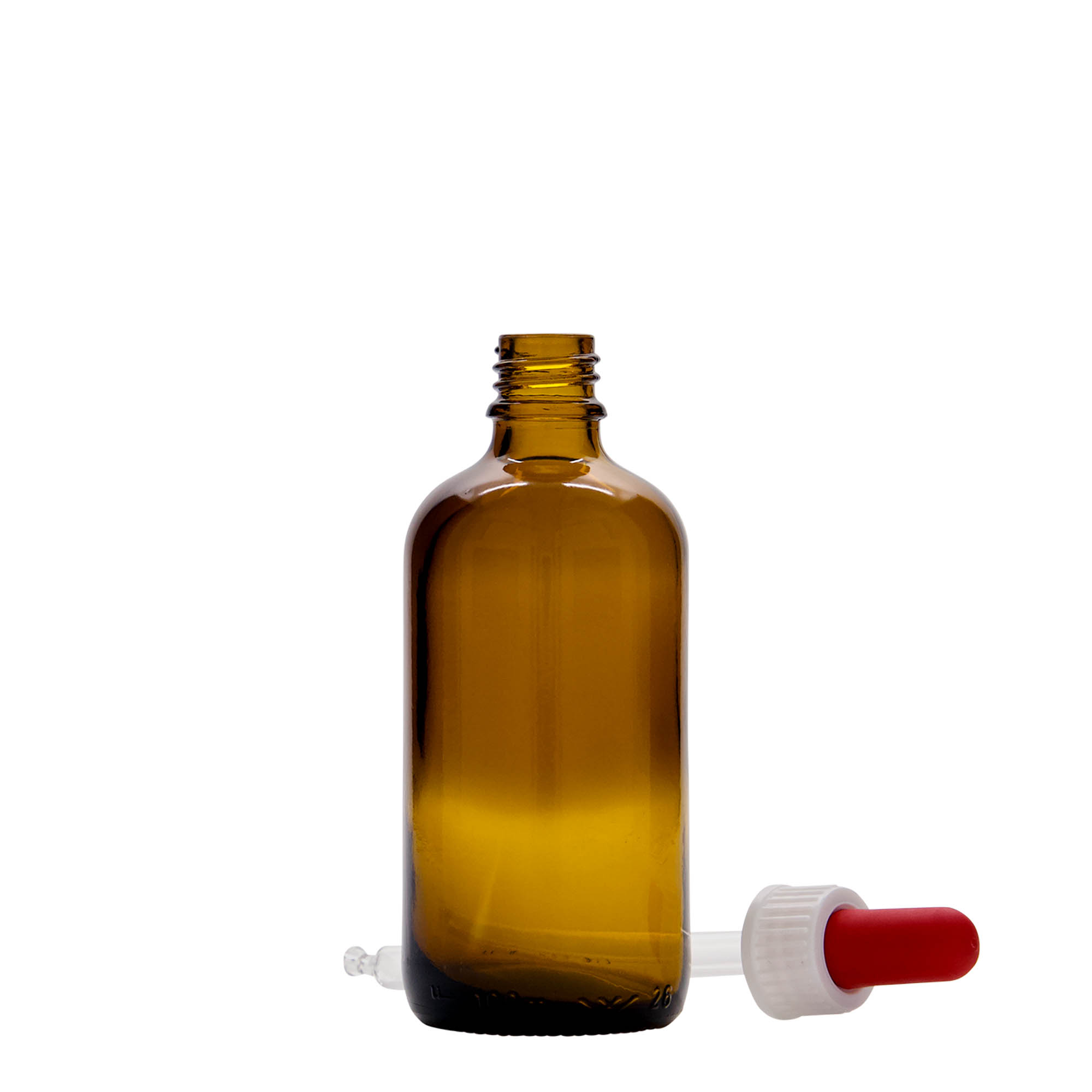 100 ml lääketieteellinen pipettipullo, lasia, ruskea-punainen, suuaukko: DIN 18