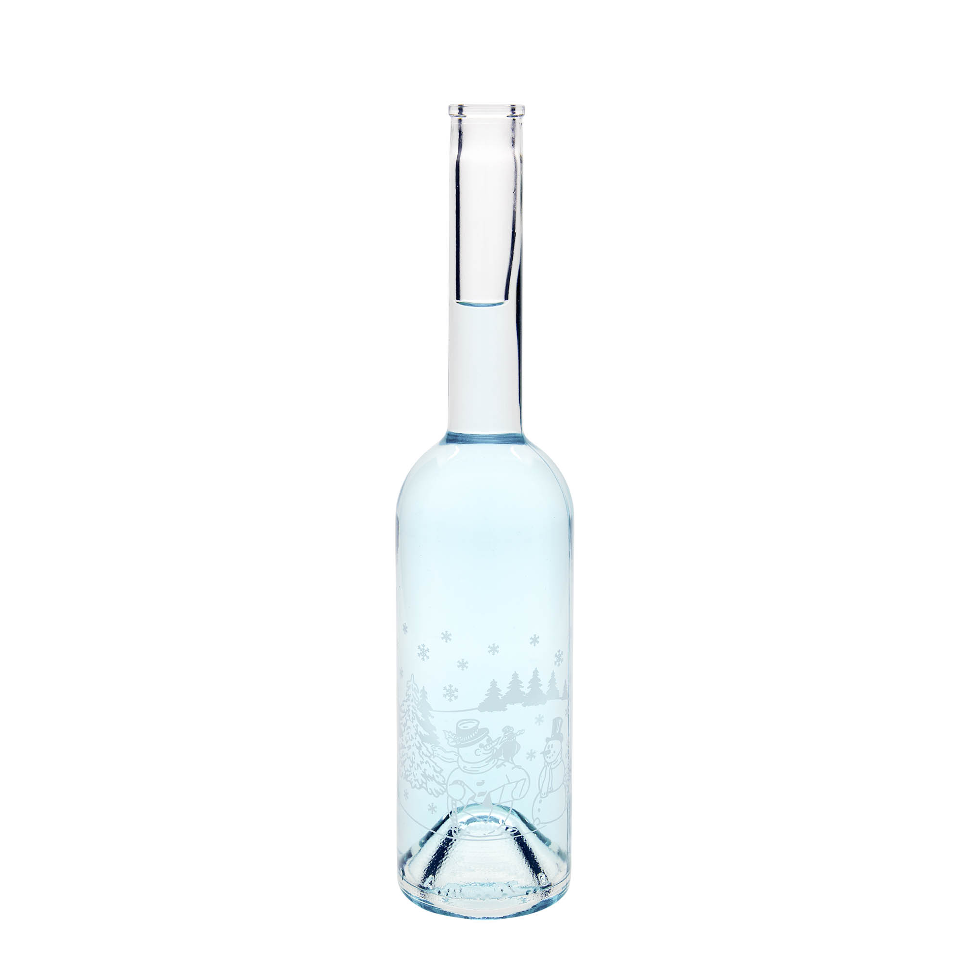 500 ml lasipullo 'Opera', kuvio: lumiukko-pullo, suuaukko: korkki