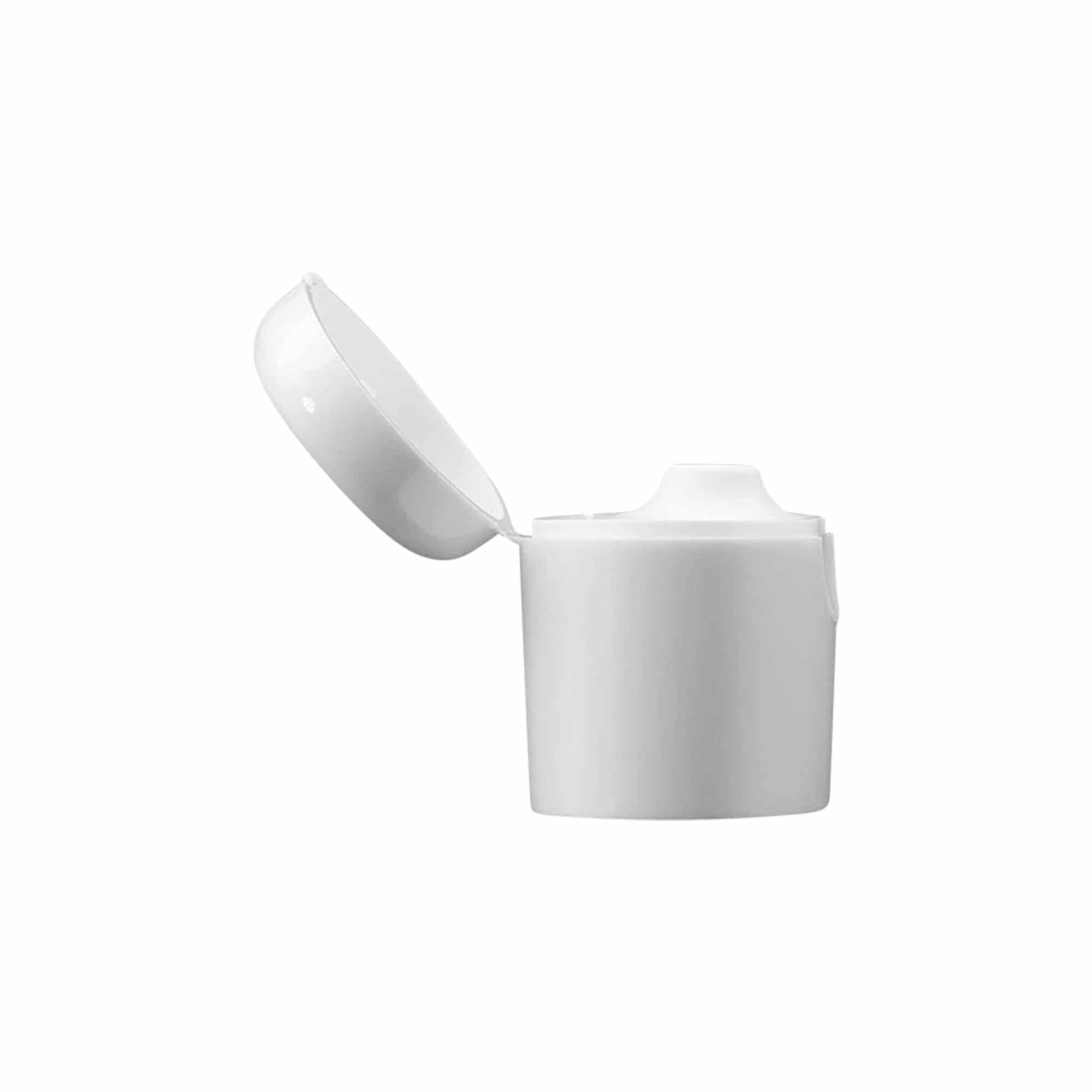 Ruuvikansi kääntyvällä saranaosalla 'Indy', muovia, valkoinen Ruuvikansi kääntyvällä saranaosalla 'Indy', muovia, valkoinen