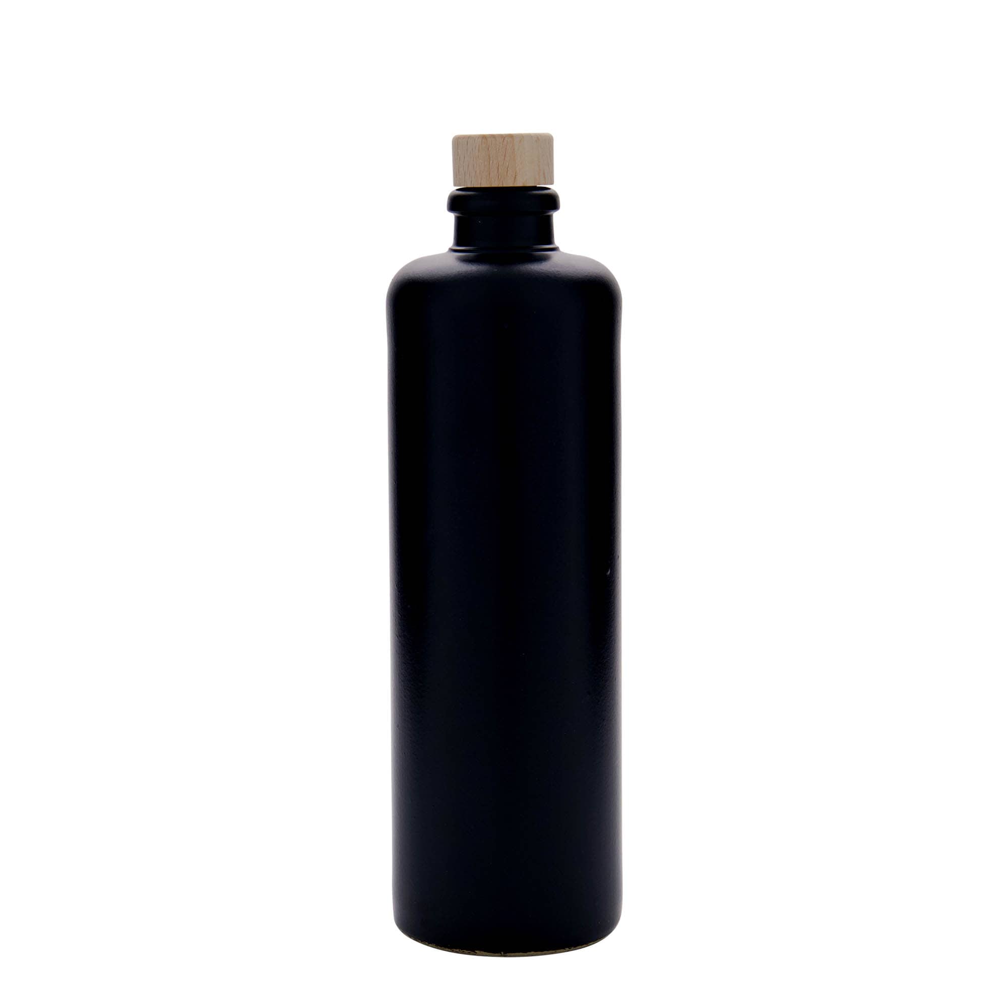 500 ml saviruukku, kivitavara, musta, suuaukko: korkki