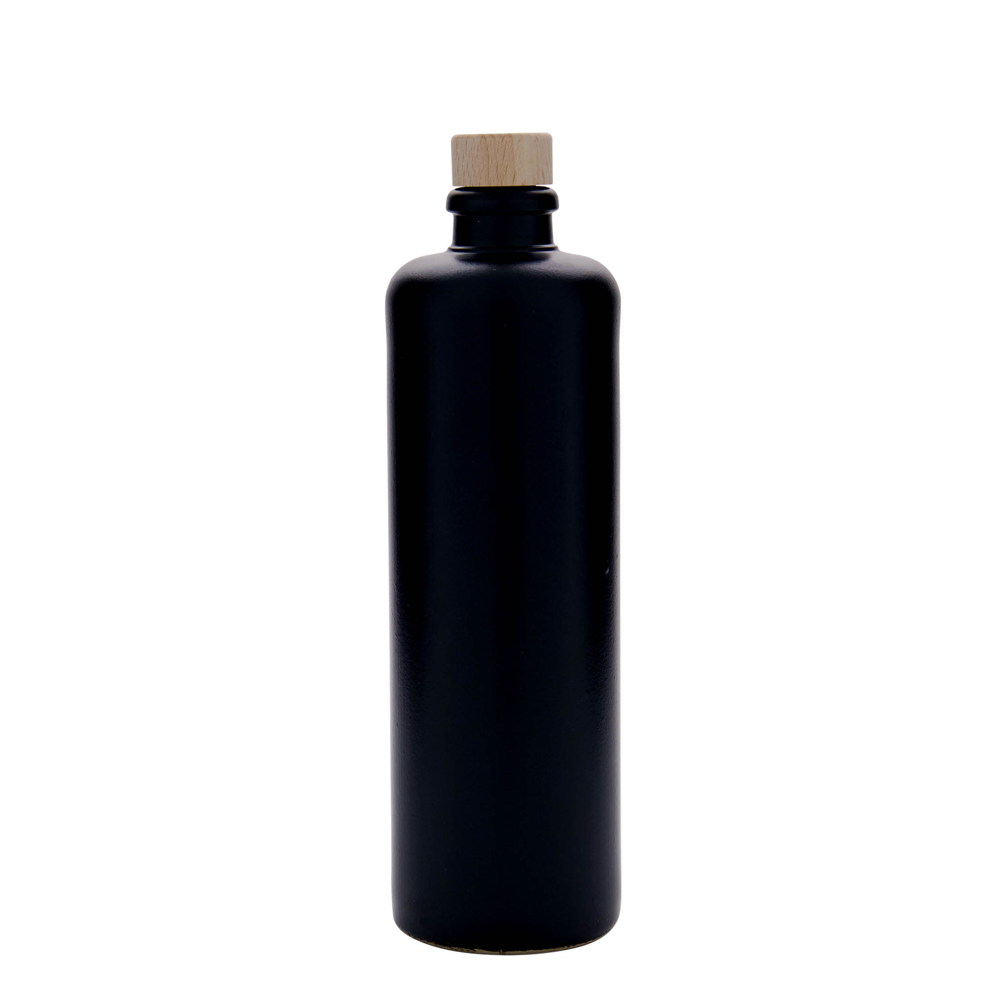 500 ml saviruukku, kivitavara, musta, suuaukko: korkki
